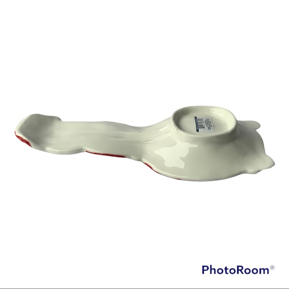 Ceramic Spoon Rest Hand Painted Christmas Santa Decor Red White Multi Color - Picture 6 of 9